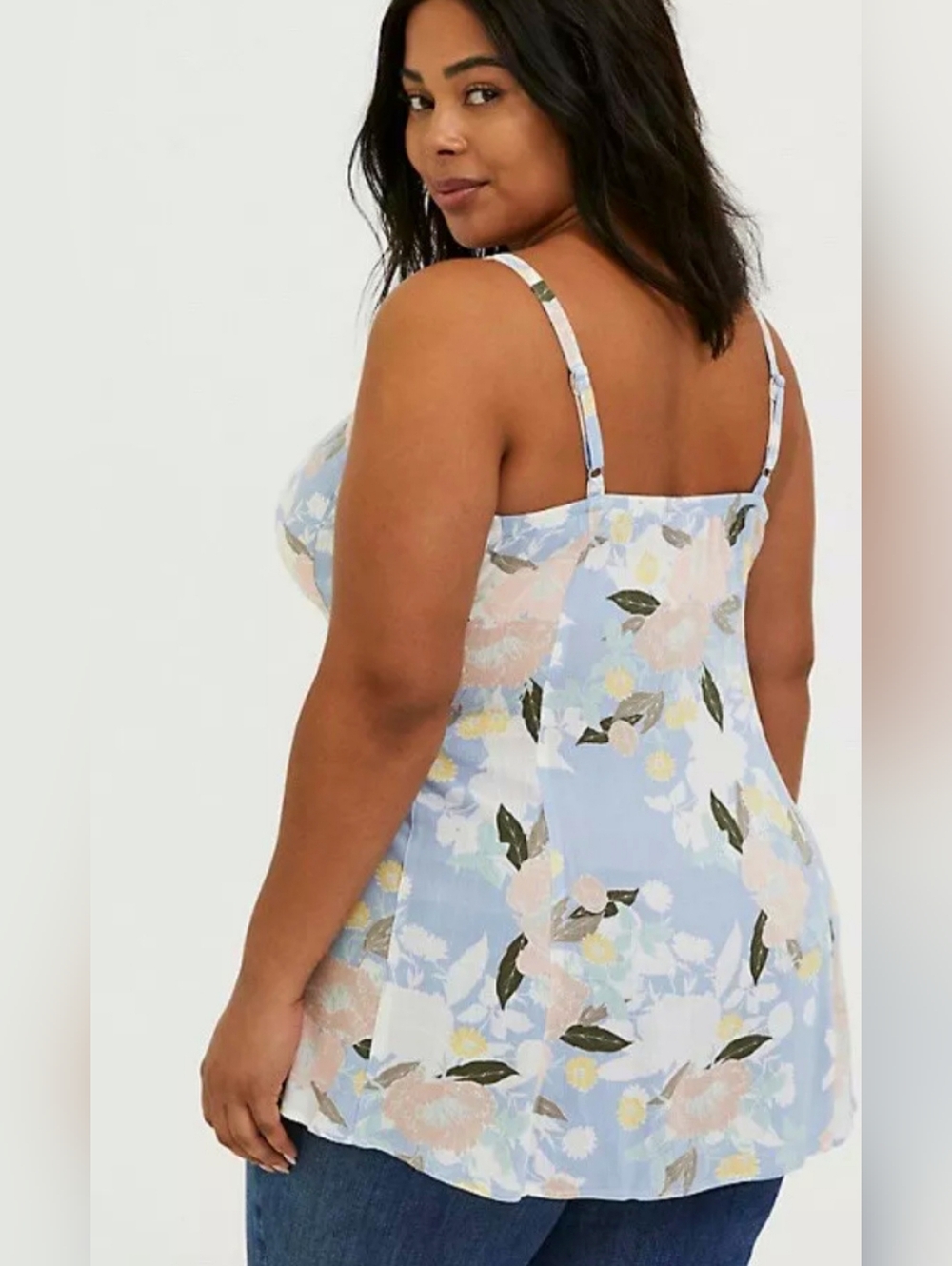 Torrid Blue Fog Floral Button Front Cami Romantic Tank – Size 00 - M/L - Size 10
